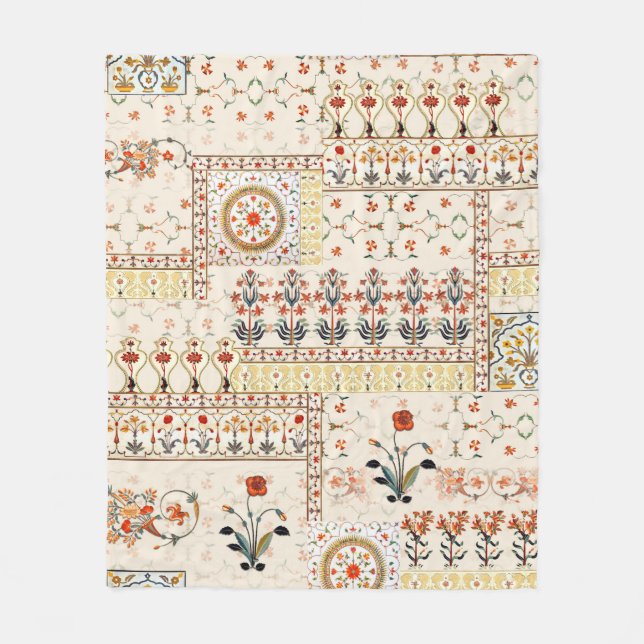 Sömlös, vacker mughal blommigt med etnisk paisl fleecefilt (Framsidan)