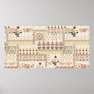 Sömlös, vacker mughal blommigt med etnisk paisl poster