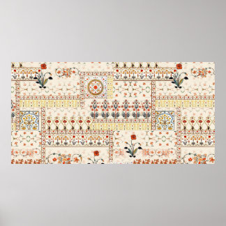 Sömlös, vacker mughal blommigt med etnisk paisl poster