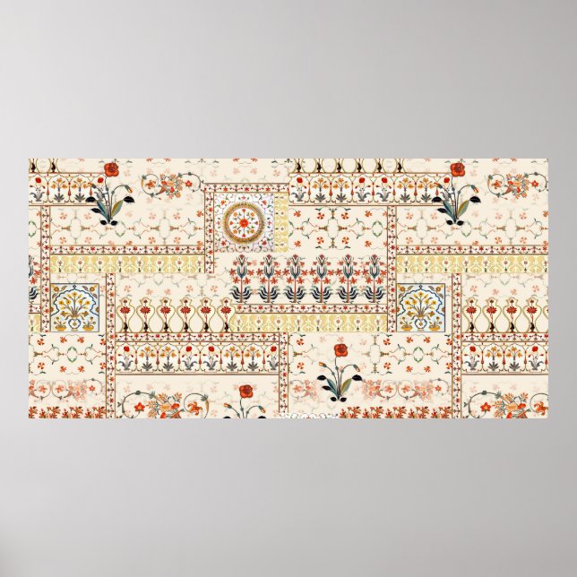 Sömlös, vacker mughal blommigt med etnisk paisl poster (Framsidan)