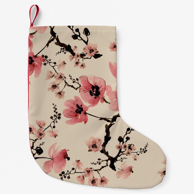 Sömlös vacker utskrift av vattenfärgblommor. St Liten Julstrumpa (Framsidan)