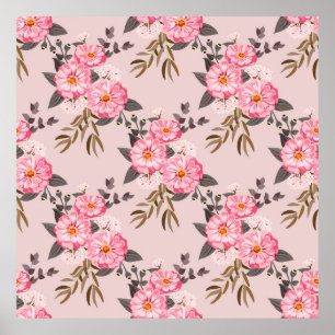 Sömlös, vackra mönster i trädgårdsblommor. Flora Poster