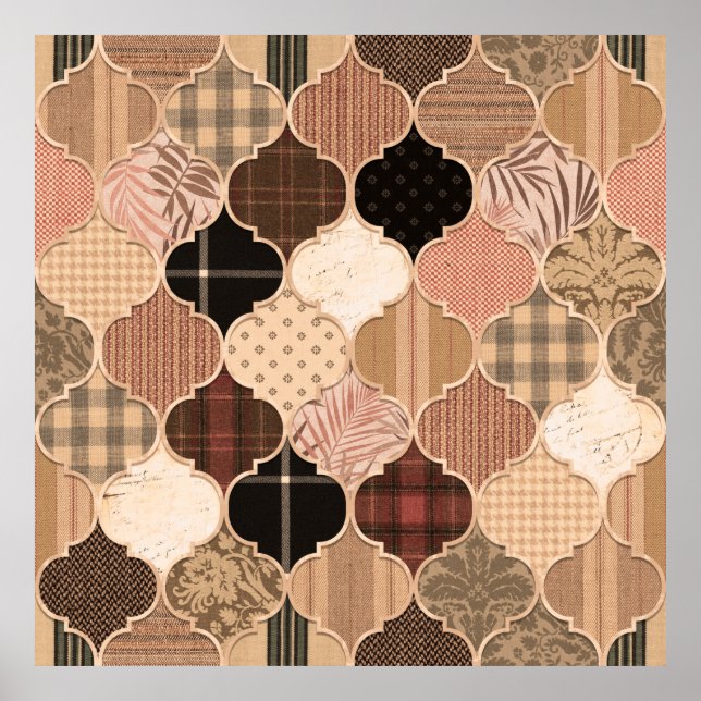 Sömlös, varierad texturerad marockansk tile Mönste Poster (Framsidan)