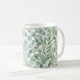 Sömlös vattenfärg Eukalyptusblad Muggomslag Kaffemugg