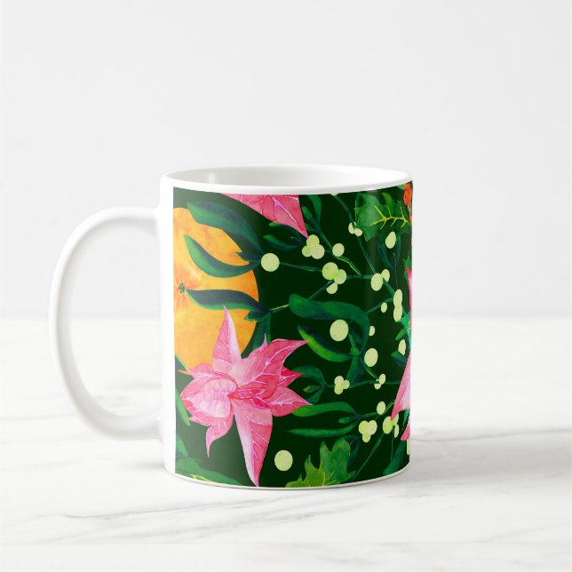 Sömlös vattenfärg jul mönster med punktering kaffemugg (Vänster)