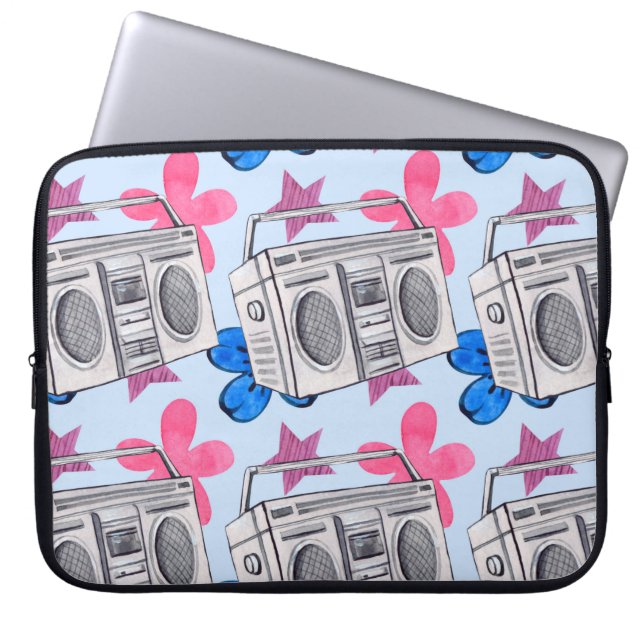 Sömlös vattenfärg mönster i 90-talet stil laptop fodral (Framsidan)