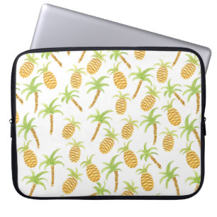 Sömlös vattenfärg mönster med ananas och pa laptop fodral