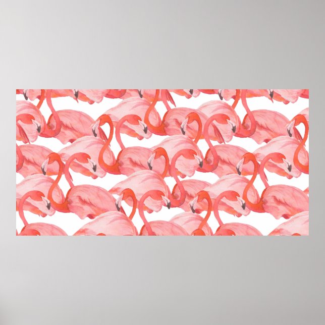 Sömlös vattenfärg mönster med flamingos poster (Framsidan)