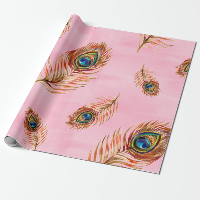 Sömlös vattenfärg mönster med guld-boskapsfeber presentpapper (Utrullad)