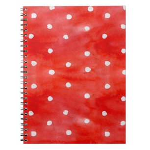 Sömlös vattenfärg mönster röd polka dots anteckningsbok