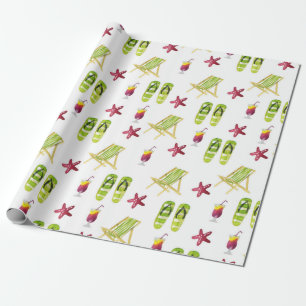 Sömlös vattenfärg Sommaren mönster liten Presentpapper