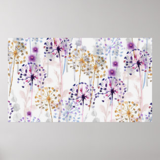 Sömlös vattenfärgad vild blommönster i hand pa poster