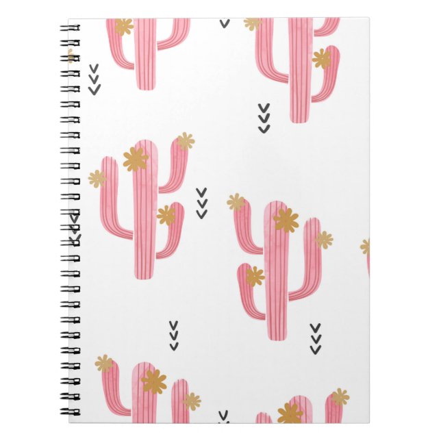 Sömlös vattenfärgsblommar cactus mönster. Vint Anteckningsbok (Framsidan)