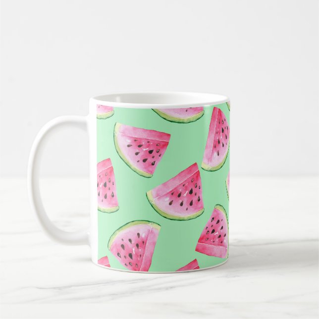 Sömlös vattenmelon Mönster i Watercolor stil Wa Kaffemugg (Vänster)