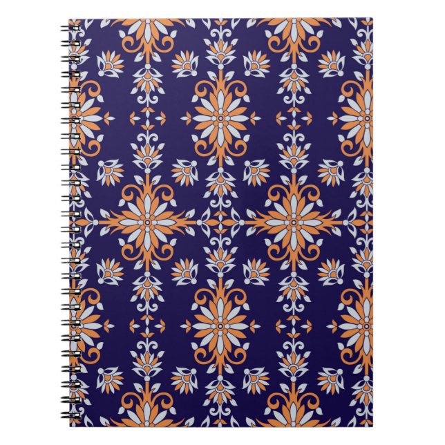 Sömlös vintage, blommönster anteckningsbok (Framsidan)