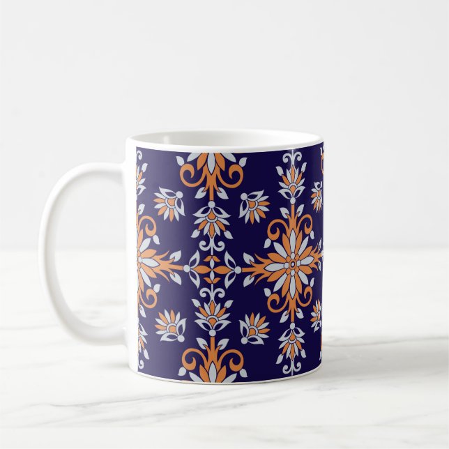 Sömlös vintage, blommönster kaffemugg (Vänster)