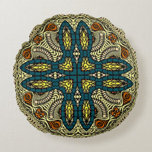 Sömlös Vintage mönster i orientaliskt stil Flower Rund Kudde