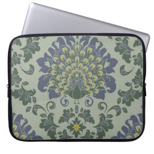 Sömlös vintage mönster med romantisk fågel på blu laptop fodral