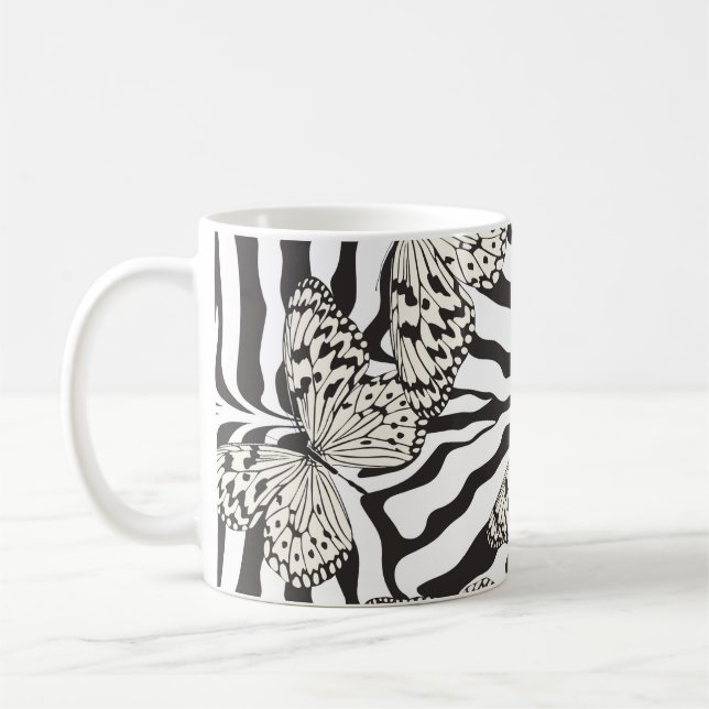 Sömlös vintage multifärgad butterflugor mönster. B Kaffemugg (Vänster)