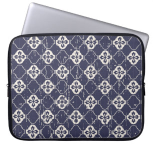 Sömlös vintage som slits ut blomman mönster backgr laptop fodral