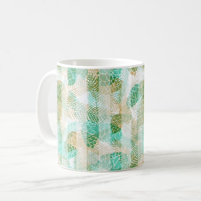 Sömlös vinter jul grön beige kotte t kaffemugg (Framsida vänster)