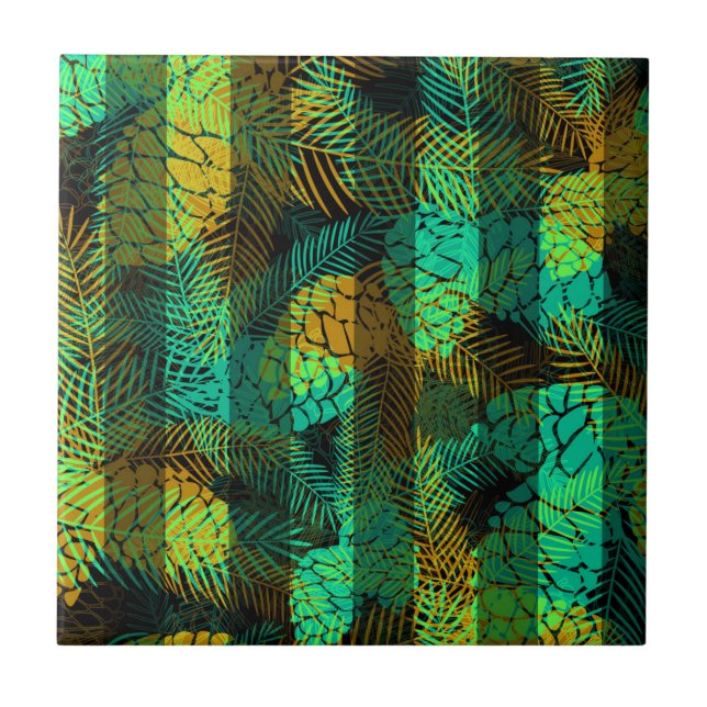 Sömlös vinterjul - grönt blå gräs-koner tr kakelplatta (Framsidan)