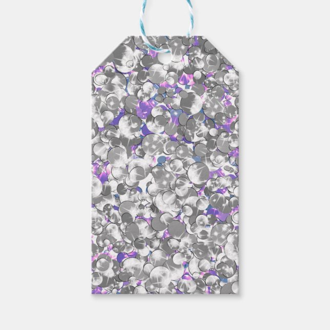 Sömlös violett lila silver glitteregel gl presentetikett (Framsidan)