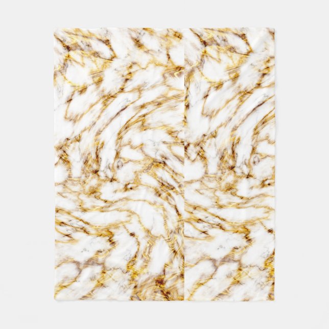 Sömlös vit och Guld marble Print. Fleecefilt (Framsidan)