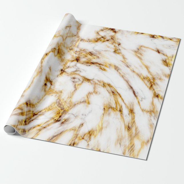 Sömlös vit och Guld marble Print. Presentpapper (Utrullad)