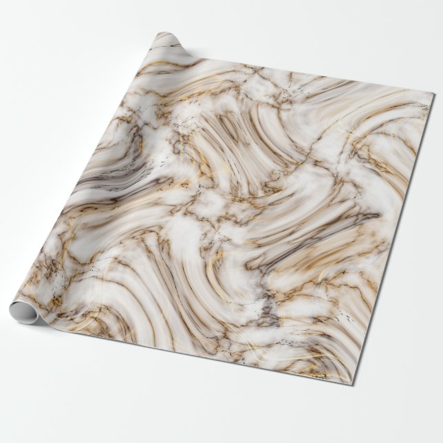 Sömlös vit och Guld marble Skriv ut Presentpapper (Utrullad)