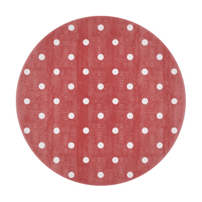 Sömlös vit polka punkt mönster på röd bakgrund (Framsidan)