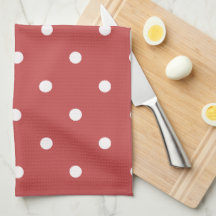 Sömlös vit polka punkt mönster på röd bakgrund