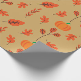 Sömlös Wrapping Papper Fall Löv, Pumpkin Spice Presentpapper