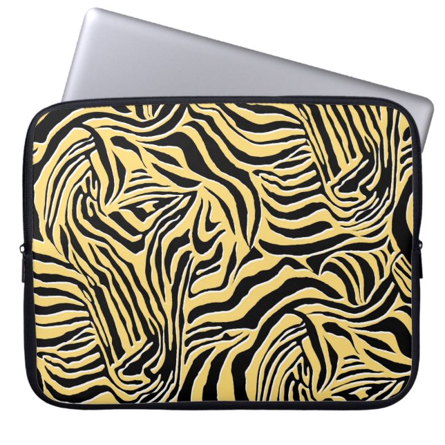 Sömlös zebra mönstrad, djur, tapet, abstrakt laptop fodral (Framsidan)