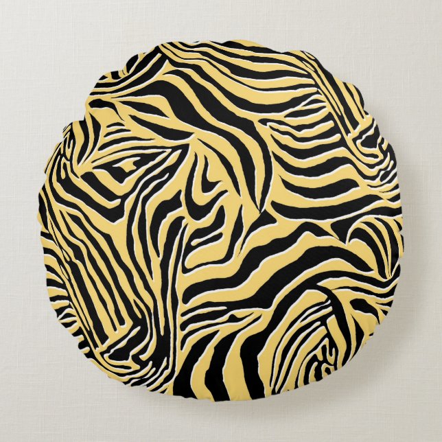 Sömlös zebra mönstrad, djur. tapet,abstrakt rund kudde (Framsidan)