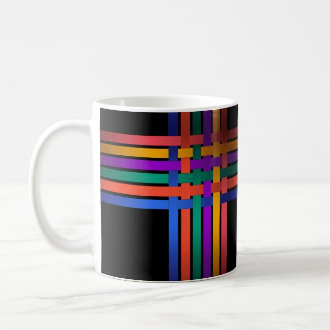 Sömlösa abstrakta linjer randiga siden satin band kaffemugg (Vänster)