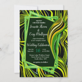 Sömlösa Abstrakter för kreativ, Grönt och Orange Inbjudningar