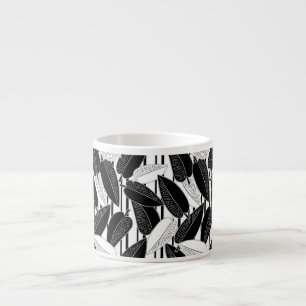 Sömlösa blommande tropiska blad ficus dekorativt espressomugg