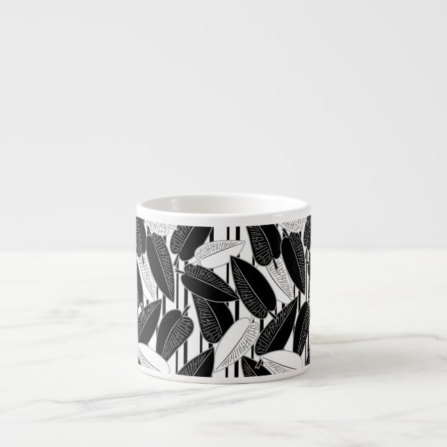 Sömlösa blommande tropiska blad ficus dekorativt espressomugg (Framsidan)
