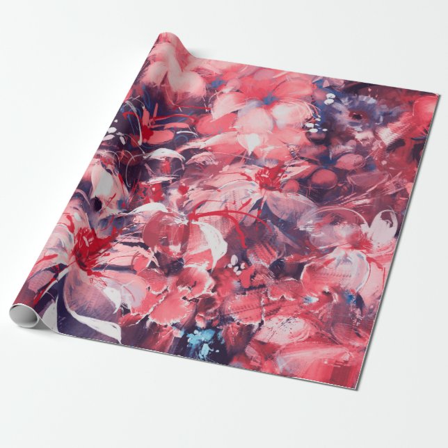 sömlösa blommor av abstrakt, oljemålning stil, sju presentpapper (Utrullad)