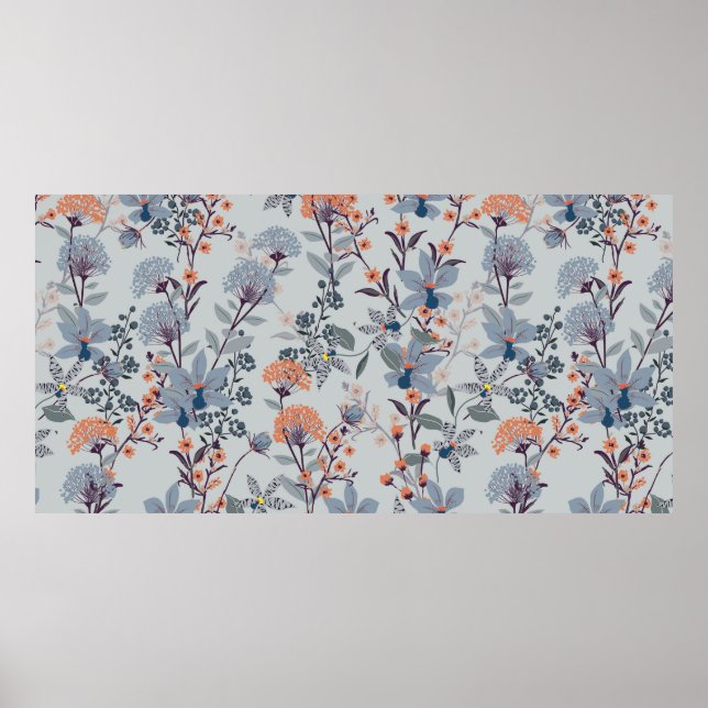 Sömlösa blommor av vild från Mönster, isolerade på Poster (Framsidan)