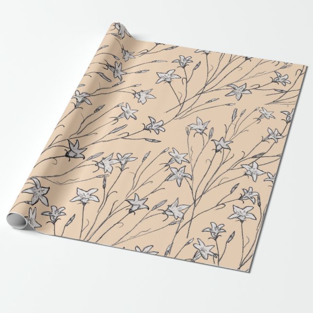 Sömlösa blommor från mönster, pastellutsningar, ko presentpapper (Utrullad)