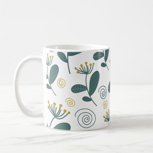 Sömlösa blommor i Skandinaviska stil. Kaffemugg (Vänster)