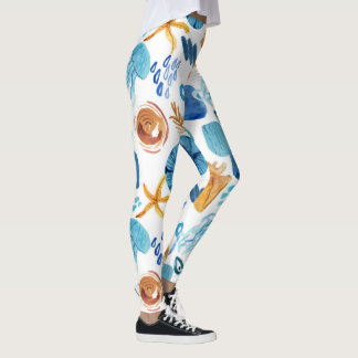 Sömlösa byxar med havslivsmönster leggings