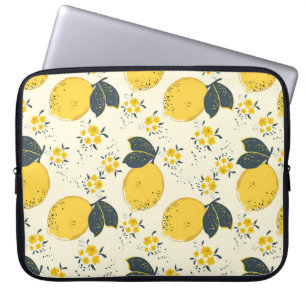 Sömlösa citrusfrukter mönster med färglös citron a laptop fodral