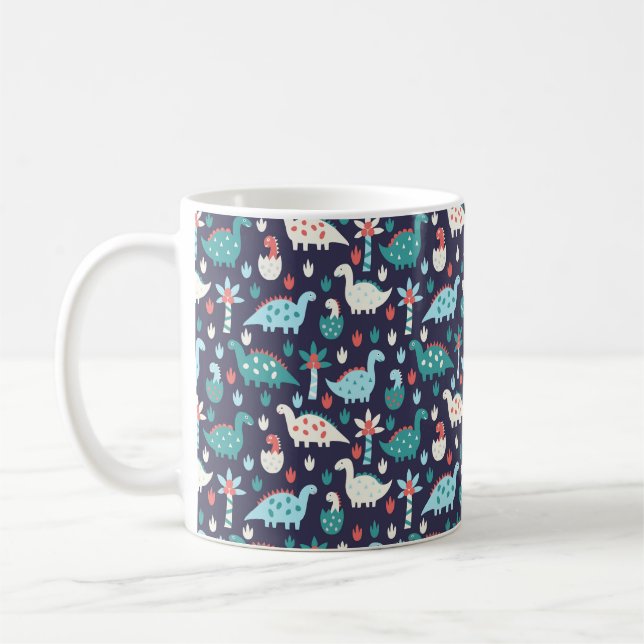 Sömlösa dinosaurier mönster kaffemugg (Vänster)