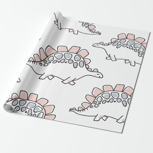 Sömlösa dinosaurier mönster presentpapper (Utrullad)