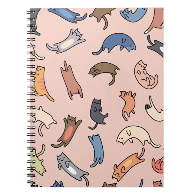 Sömlösa Dodle-katter i mönster,illustration Anteckningsbok (Framsidan)