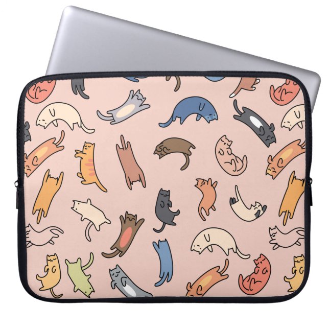 Sömlösa Dodle-katter i mönster,illustration Laptop Fodral (Framsidan)