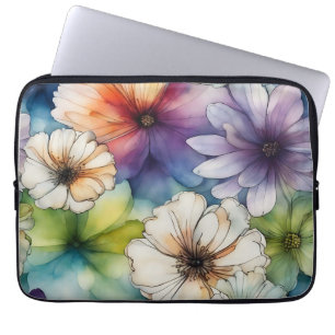 Sömlösa färgblommor i vattenfärg laptop fodral